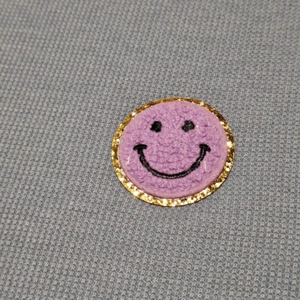 Hopely Shirt Women's Medium Sequined Terry Smiley Faces Waffle Knit Kidcore 90s - Picture 3 of 7